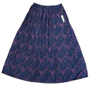 Modcloth NEW Pleated metallic‎ striped paisley floral maxi skirt boho goth XL